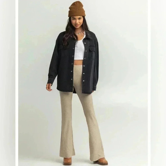 Sky & Sparrow Rib Cozy Flare Pull-on Pants Small - Picture 2 of 11